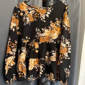 Floral print peplum blouse